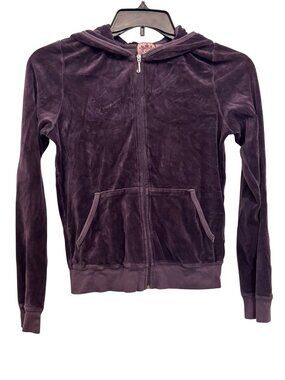 Vintage Y2K Juicy Couture Womens size L Velour Zip-Up Hoodie Purple